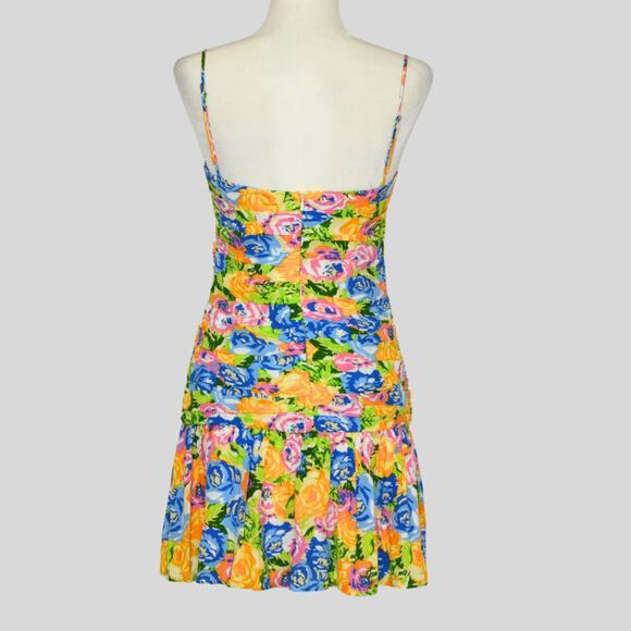 ZARA Women's Floral Mini Ruched Dress Size M - Picture 4 of 10